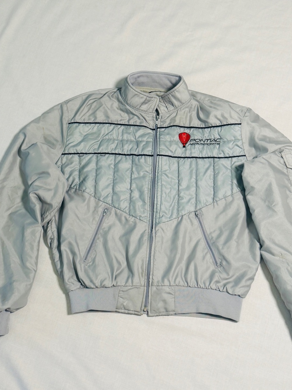 Pontiac Aerosports Holloway Jacket Size Large Gray Embroidered Logo Bomber